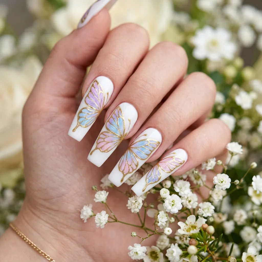 Butterfly Colorful Spring Nails