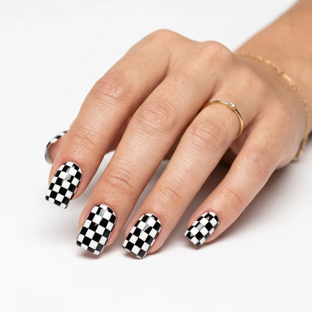 Nails Cute Ideas: 30 Stunning Looks to Spark Your Next Manicure 28 Checkerboard Nail Ideas