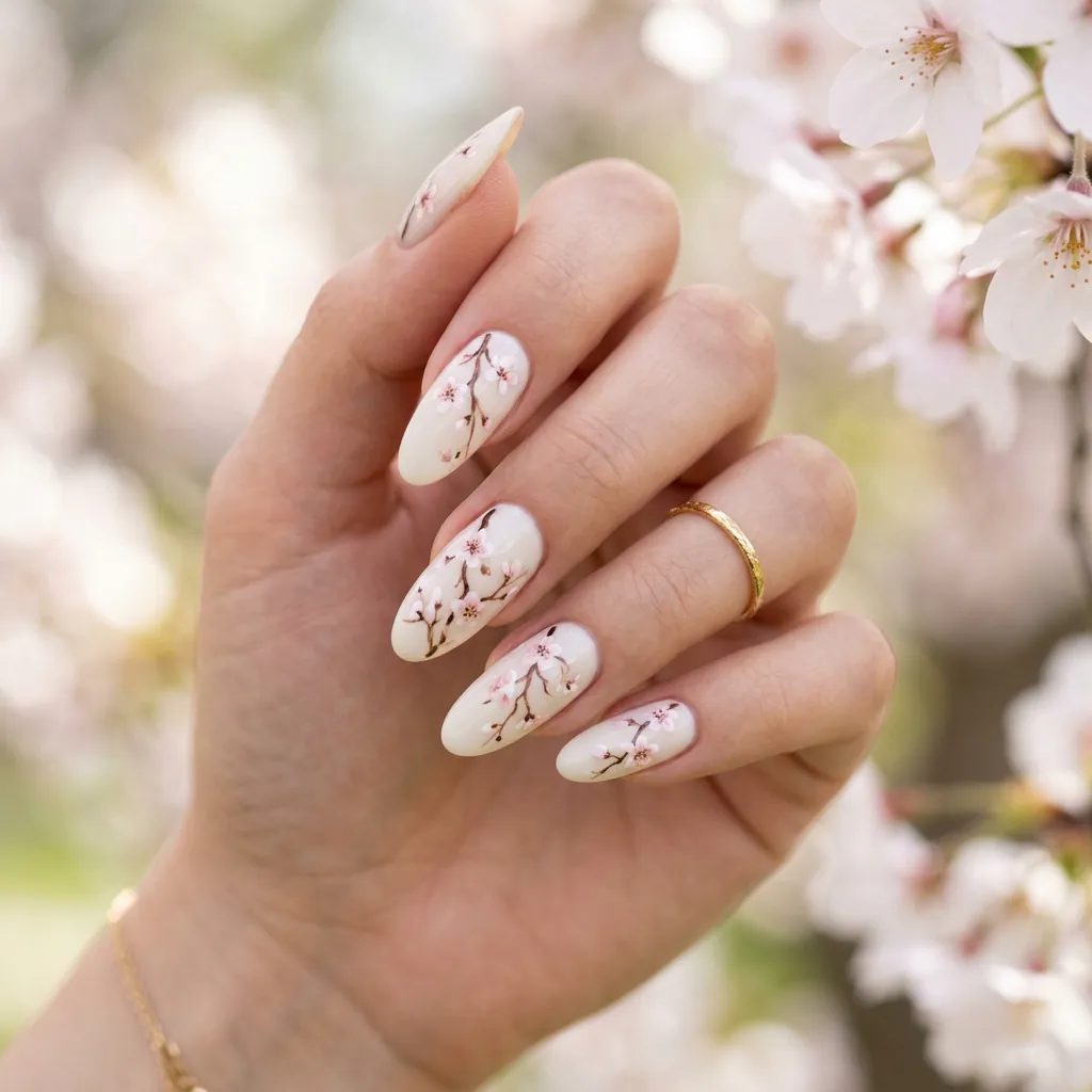 Cherry Blossom Colorful Spring Nails