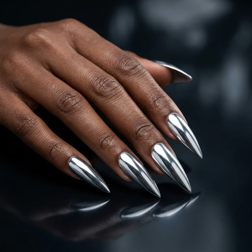 Chrome Stiletto Nails Ideas