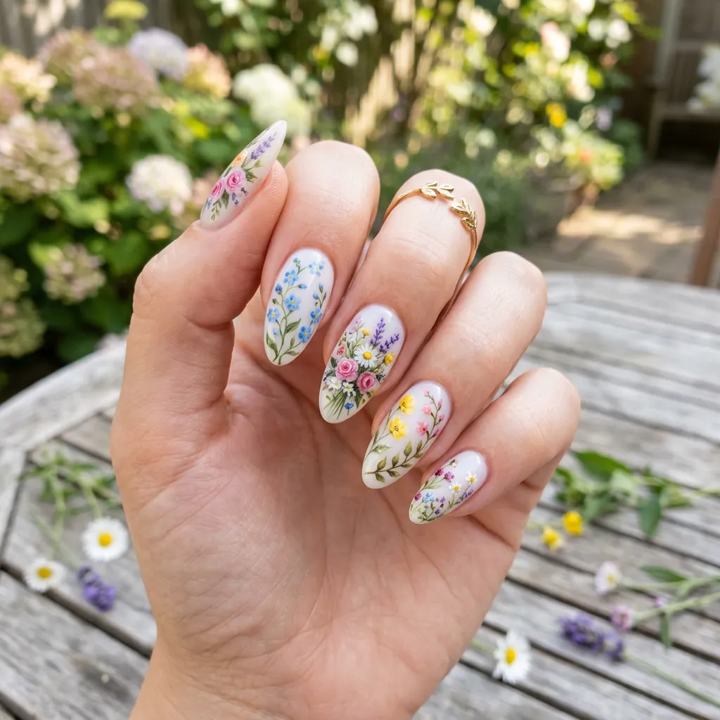 Floral Garden Nails Inspired Design