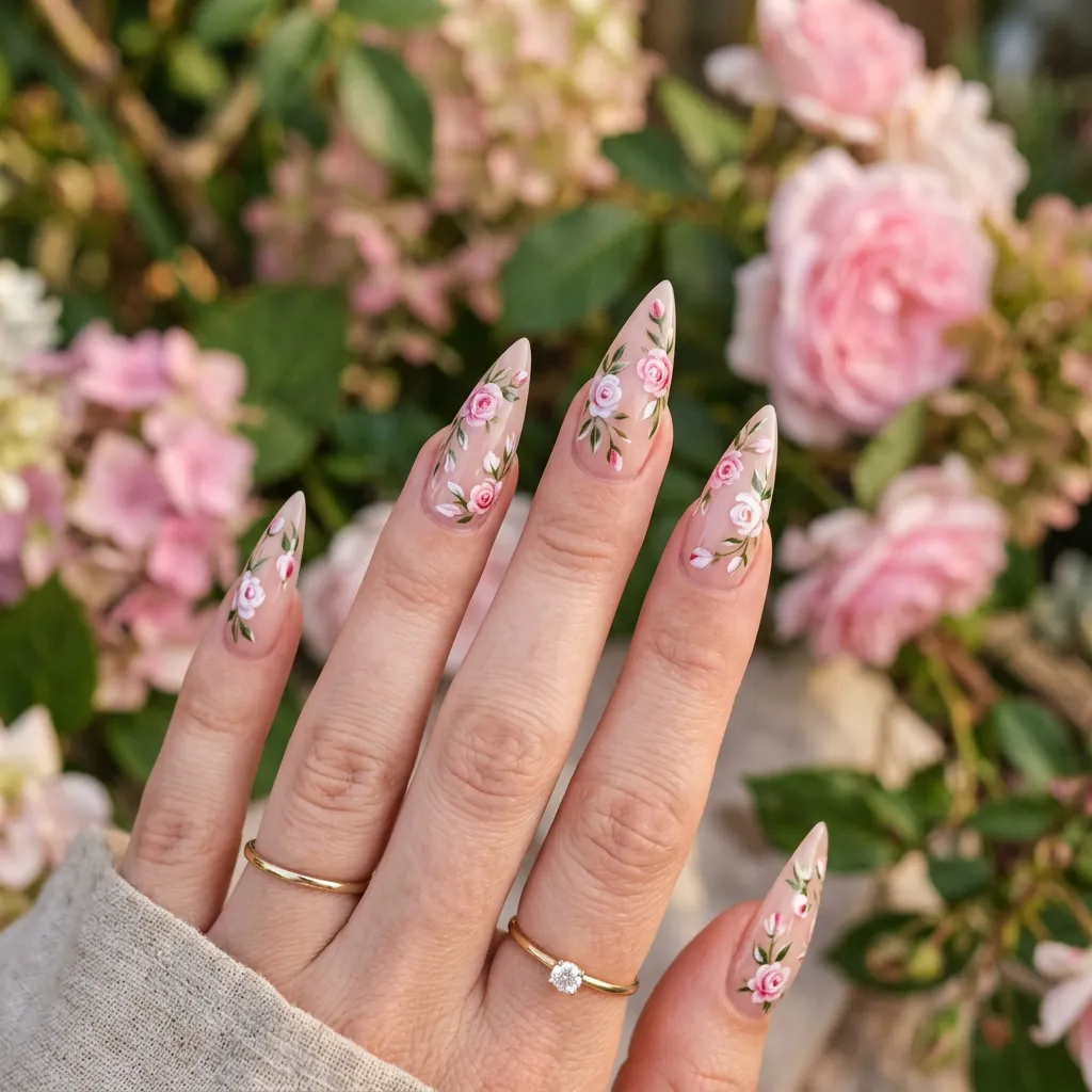 Stiletto Nails With Flowers Ideas