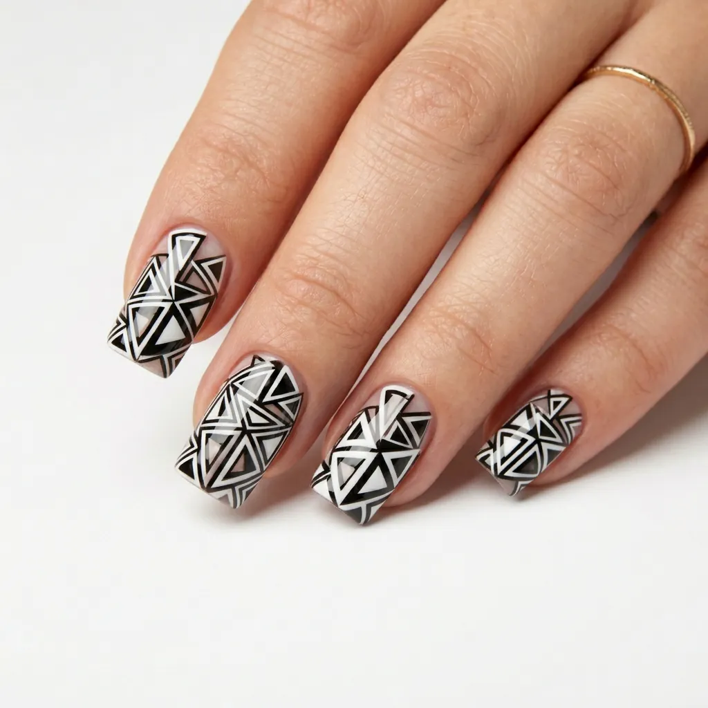 Geometric Nails Gel