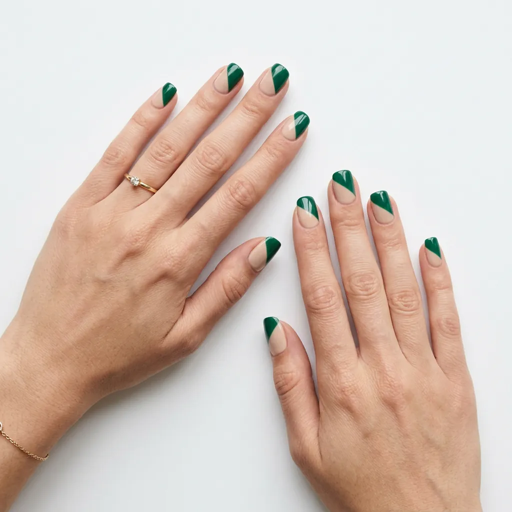 Nails Green Ideas: 30 Creative Looks to Inspire Your Next Manicure 16 Nails Green Nude and Green Color Block Ideas