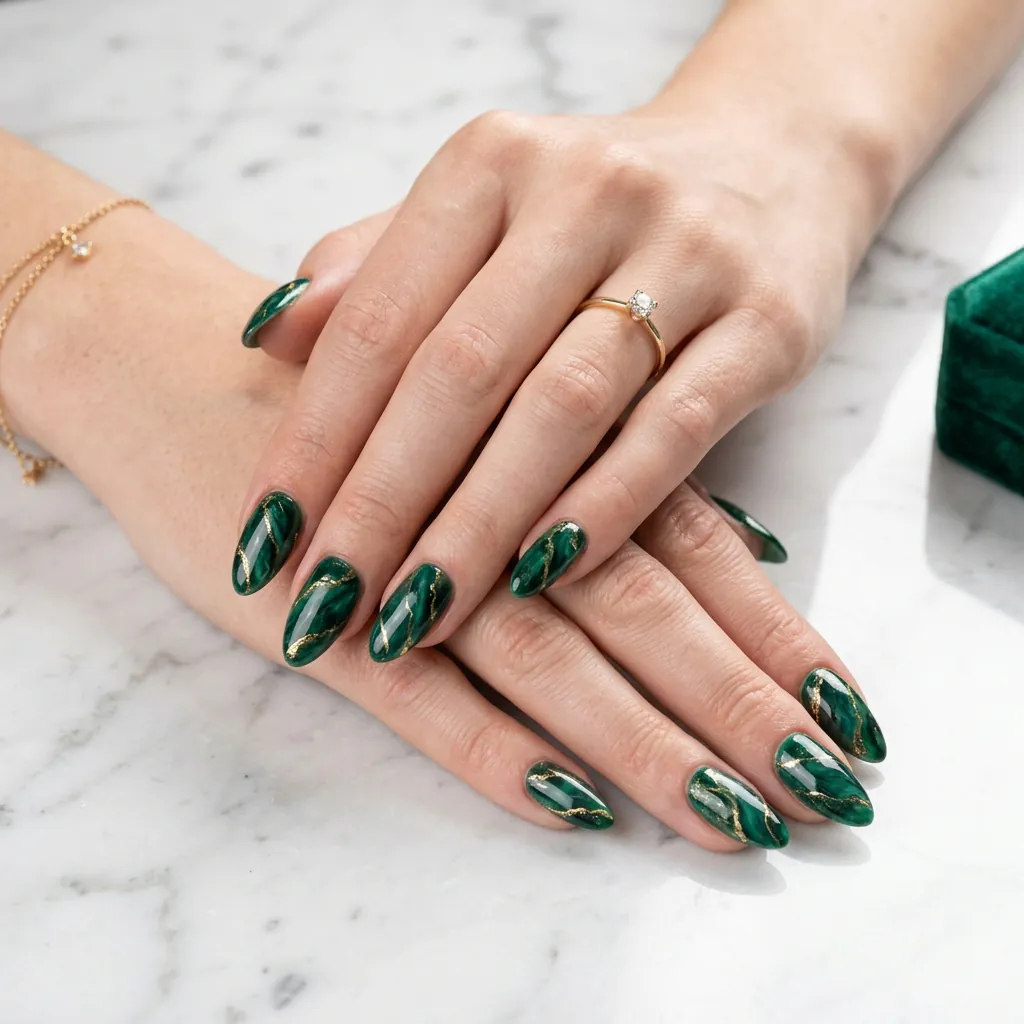 Nails Green Ideas: 30 Creative Looks to Inspire Your Next Manicure 8 Nails Green Marble Effect Ideas