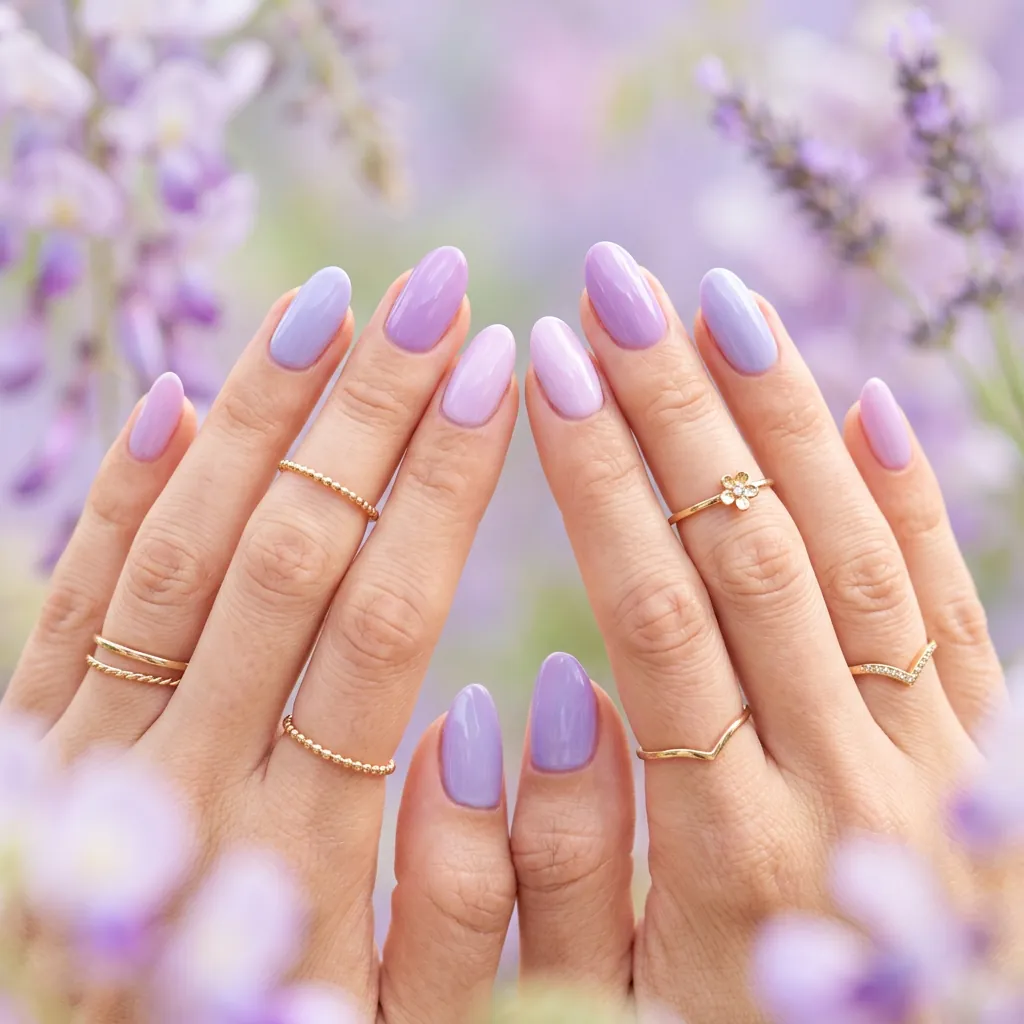 Lavender and Lilac Colorful Spring Nails