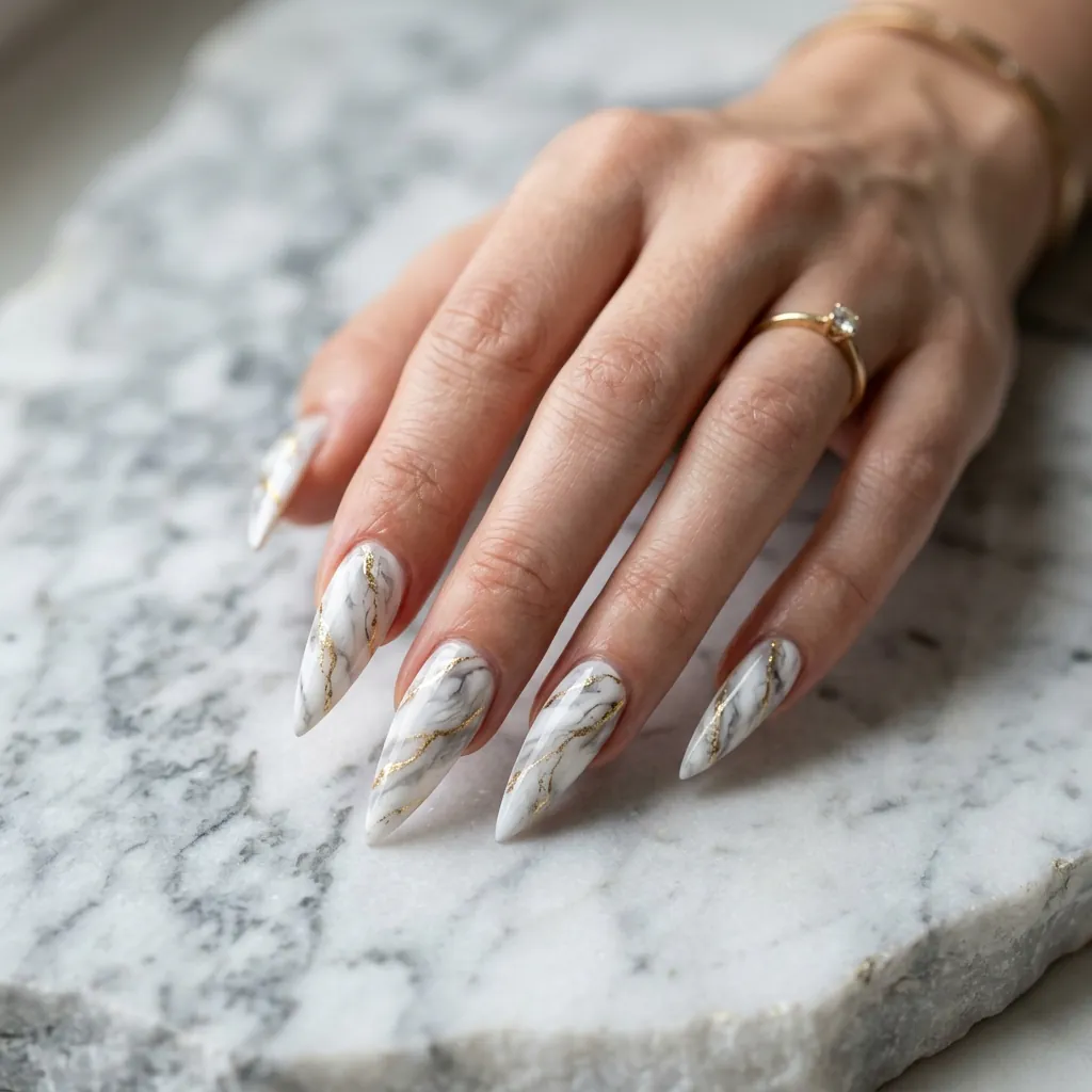 Marble Stiletto Nails Ideas