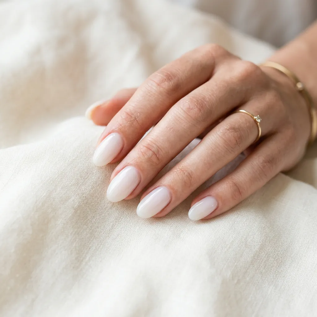 Classy Spring Nails With Milky Base