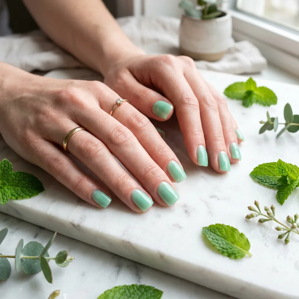 Mint Green Colorful Spring Nails