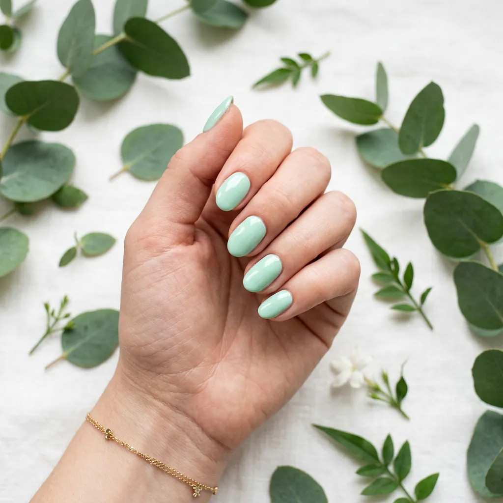 Classy Spring Nails With Mint Green