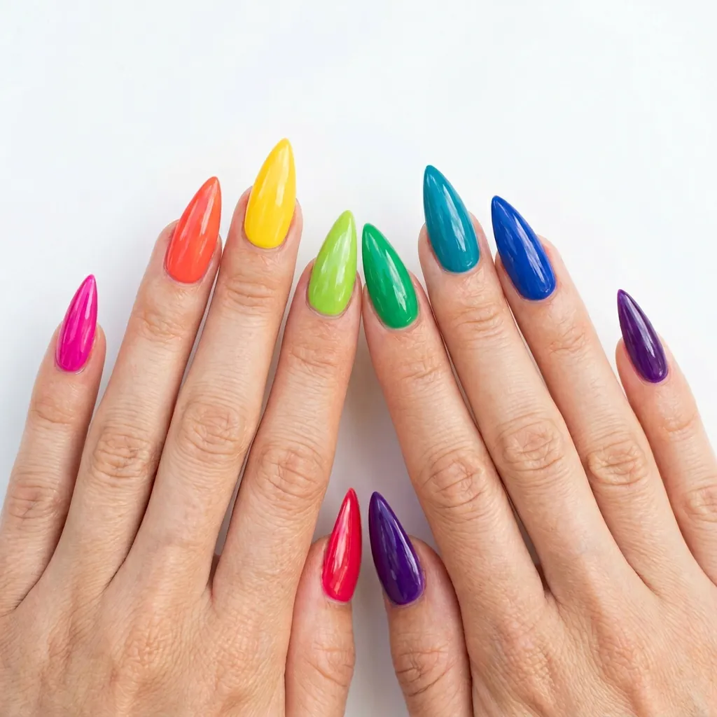 Multicolored Stiletto Nails Ideas