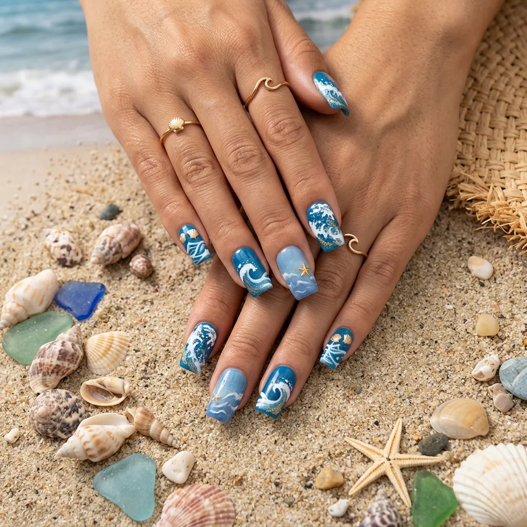 Nails Blue: 30 Stunning Designs You'll Obsess Over 16 Ocean Blue Nail Art