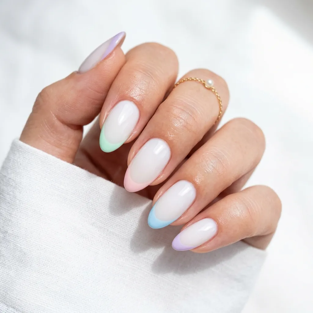 Classy Spring Nails With Pastel French Tips