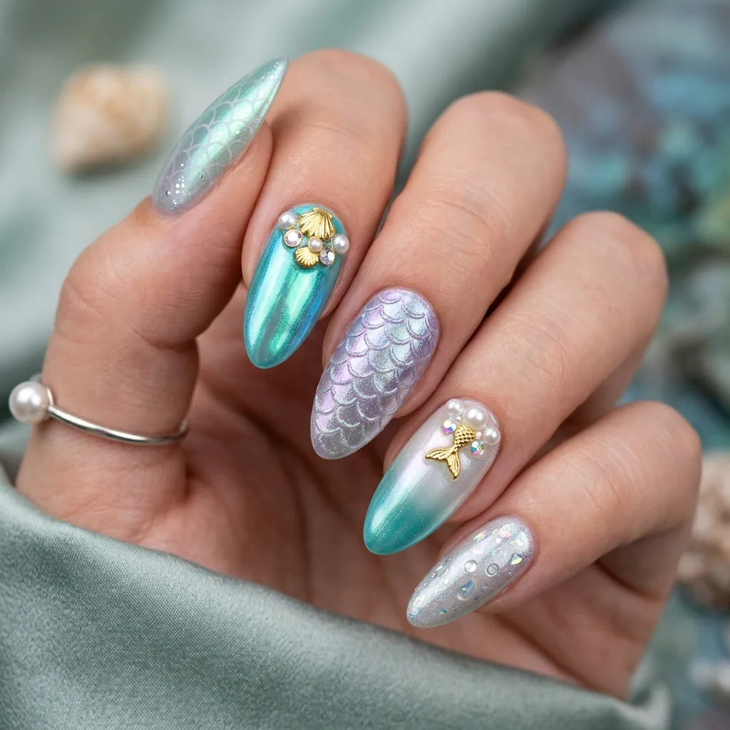 Nails Cute Ideas: 30 Stunning Looks to Spark Your Next Manicure 26 Pearlescent Mermaid Nail Ideas