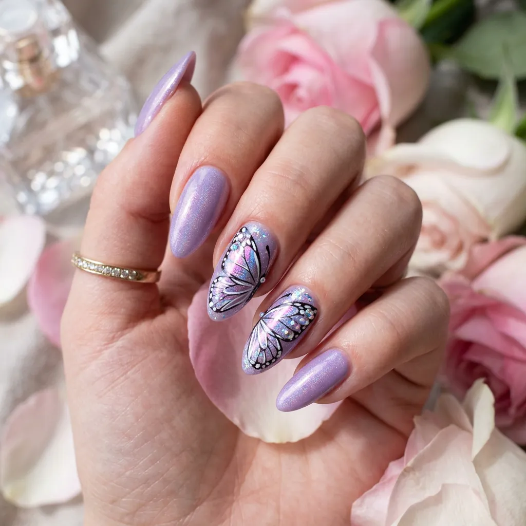Nails Purple Ideas: 30 Stunning Looks for Every Shade and Style 15 Purple Butterfly Nails Ideas