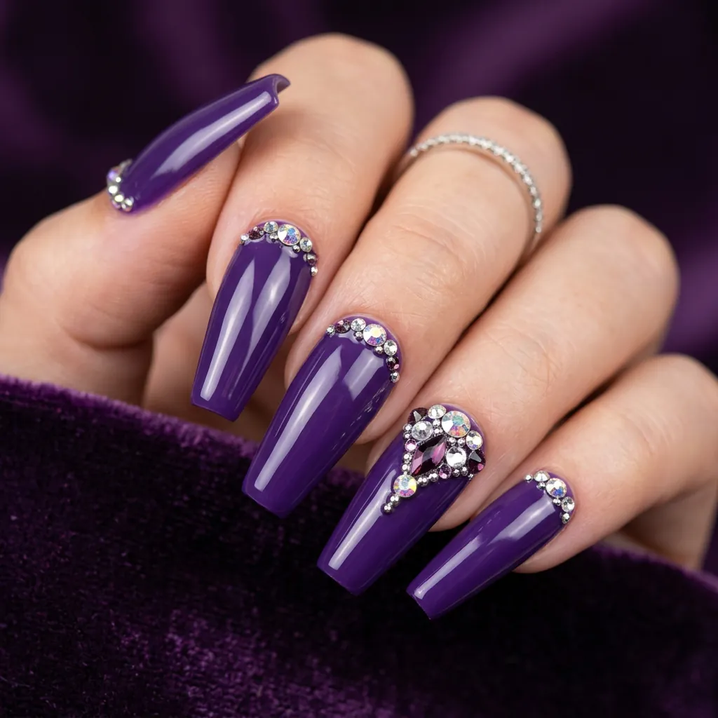 Nails Purple Ideas: 30 Stunning Looks for Every Shade and Style 19 Purple Coffin Nails Ideas