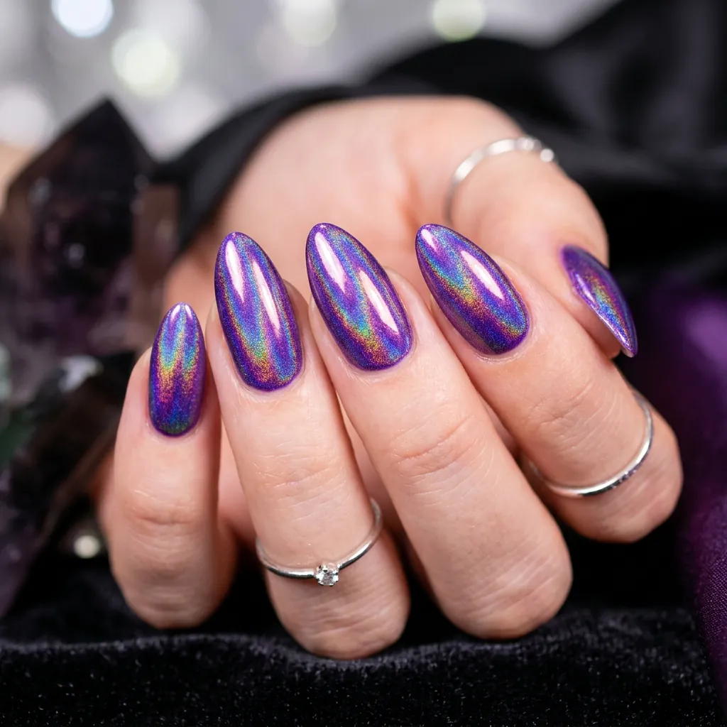 Nails Purple Ideas: 30 Stunning Looks for Every Shade and Style 24 Purple Holographic Nails Ideas