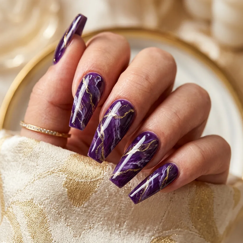 Nails Purple Ideas: 30 Stunning Looks for Every Shade and Style 17 Purple Marble Nails Ideas
