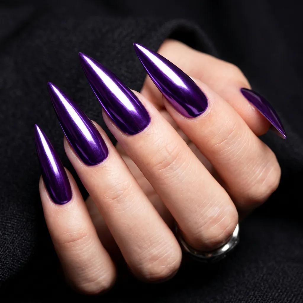 Nails Purple Ideas: 30 Stunning Looks for Every Shade and Style 21 Purple Stiletto Nails Ideas