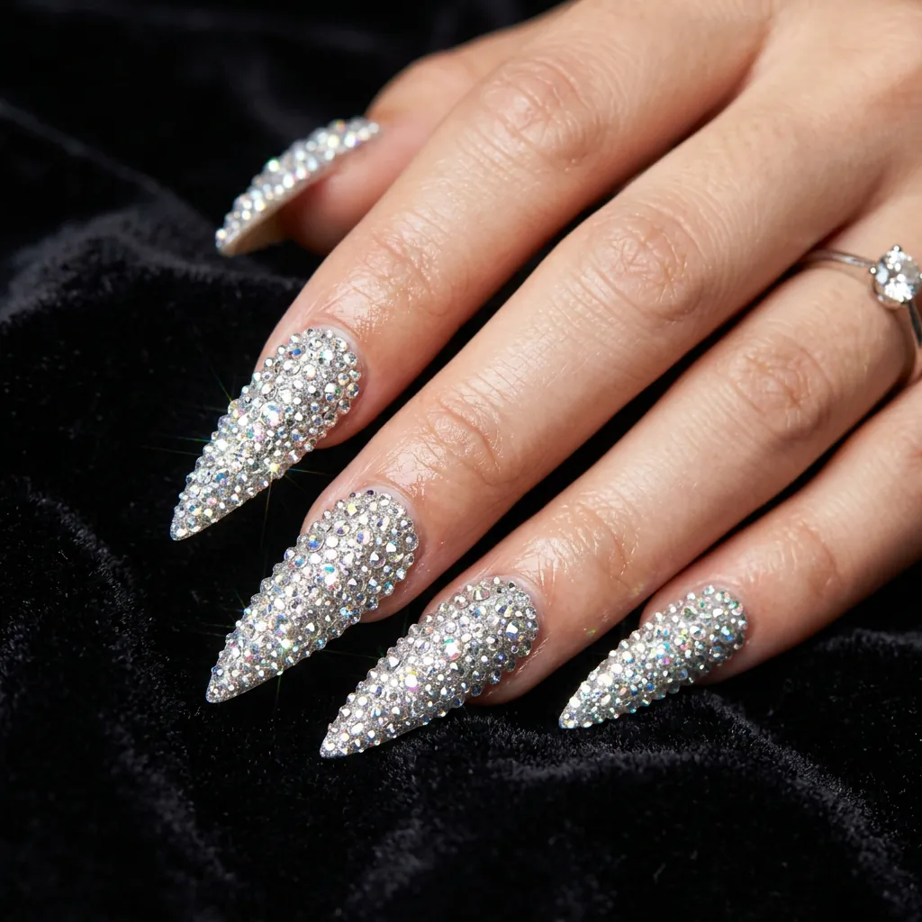 Stiletto Nails With Rhinestones Ideas