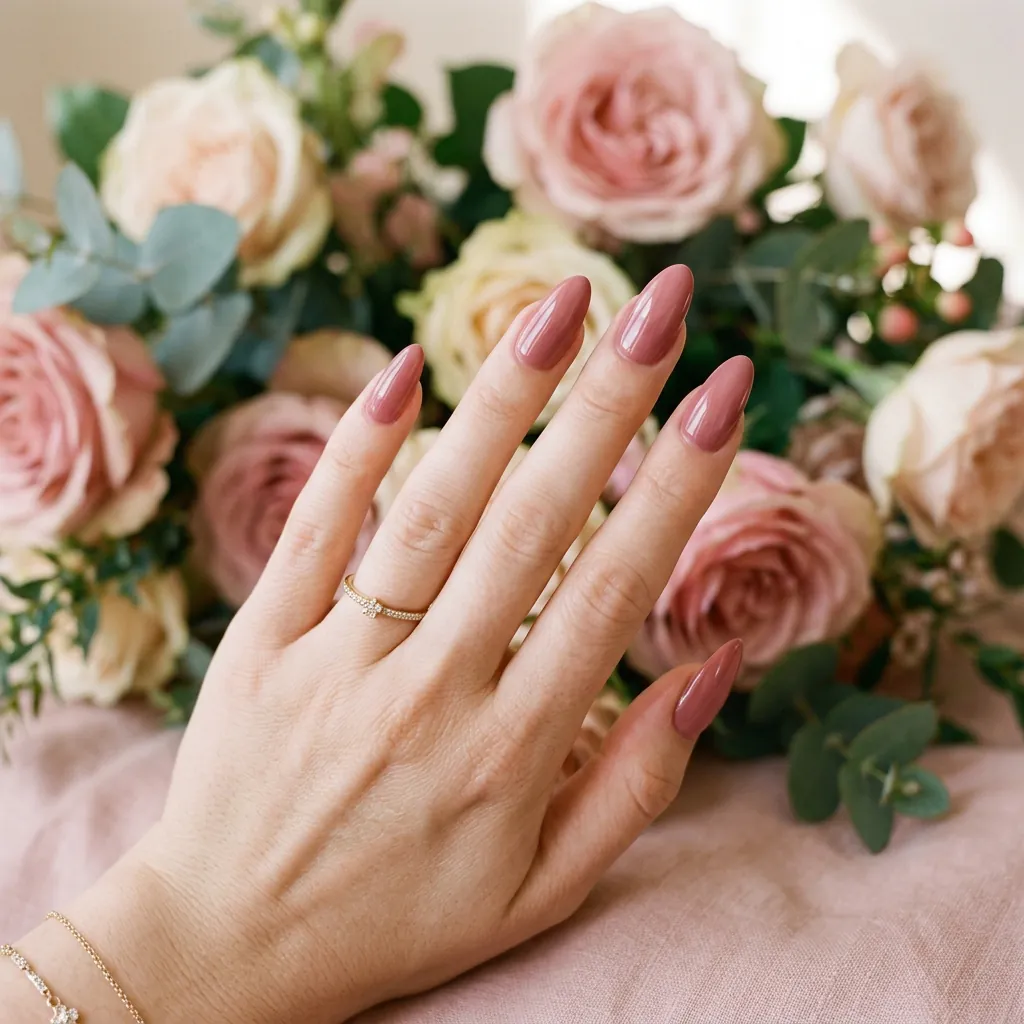 Classy Spring Nails With Rose Tones