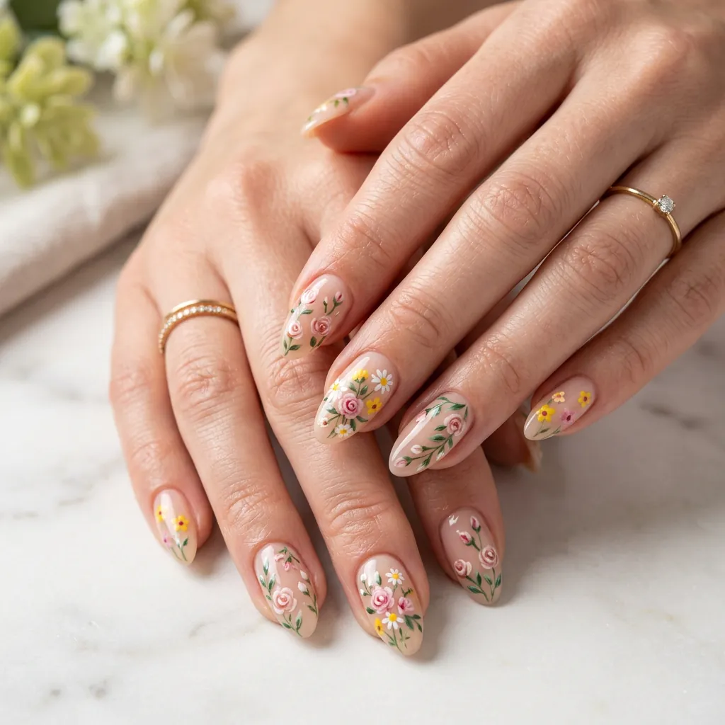 Floral Colorful Spring Nails Art Ideas