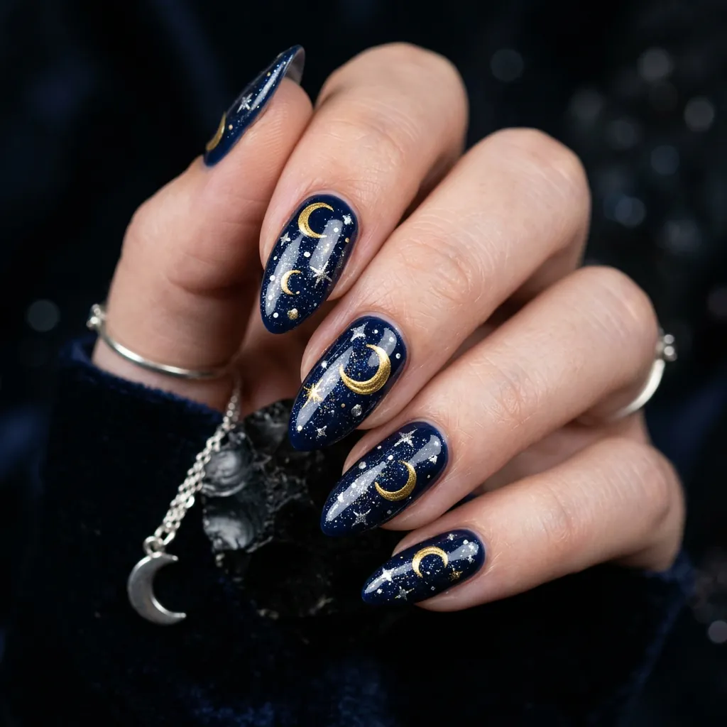 Nails Cute Ideas: 30 Stunning Looks to Spark Your Next Manicure 30 Star and Moon Nail Ideas
