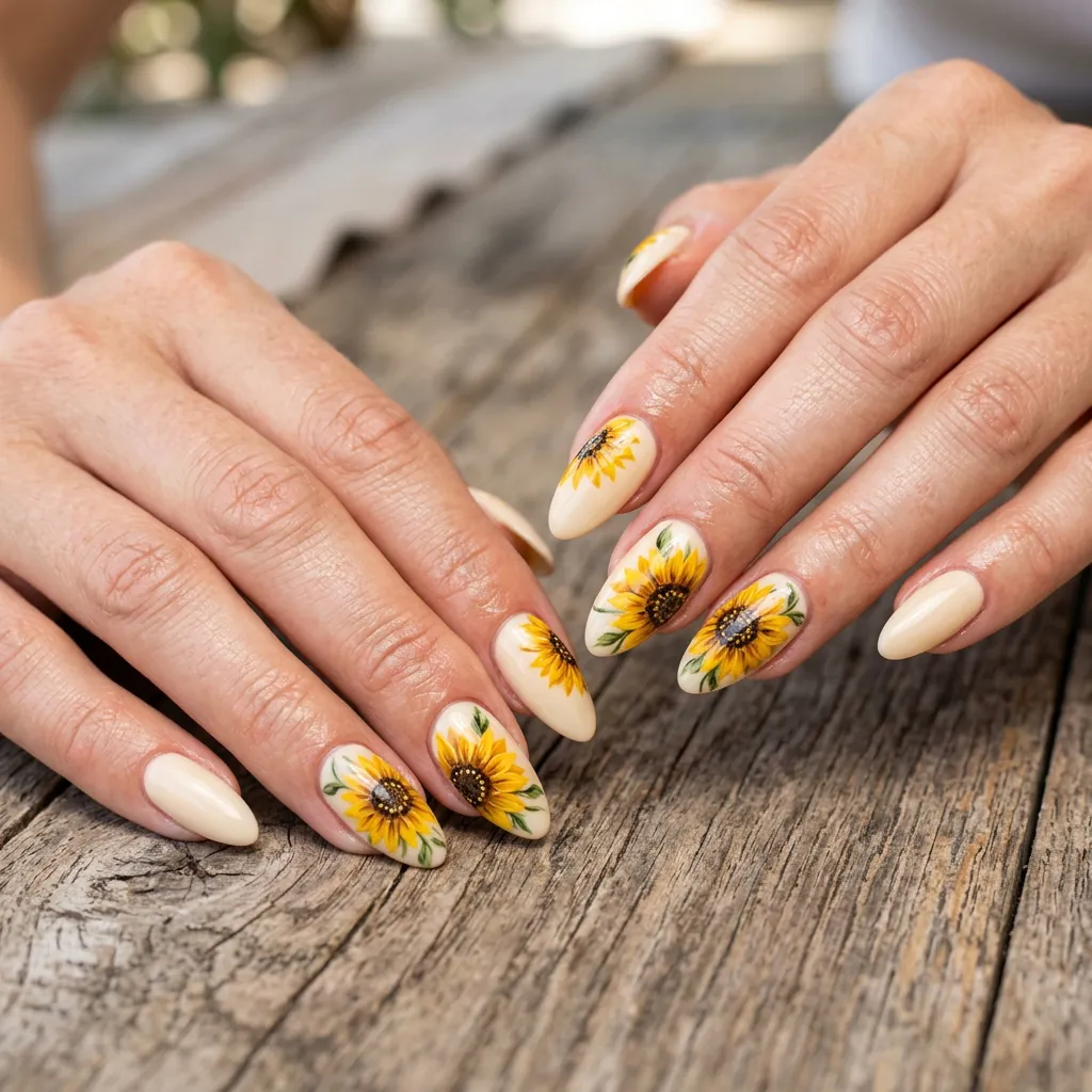 Yellow Sunflower Nail Ideas