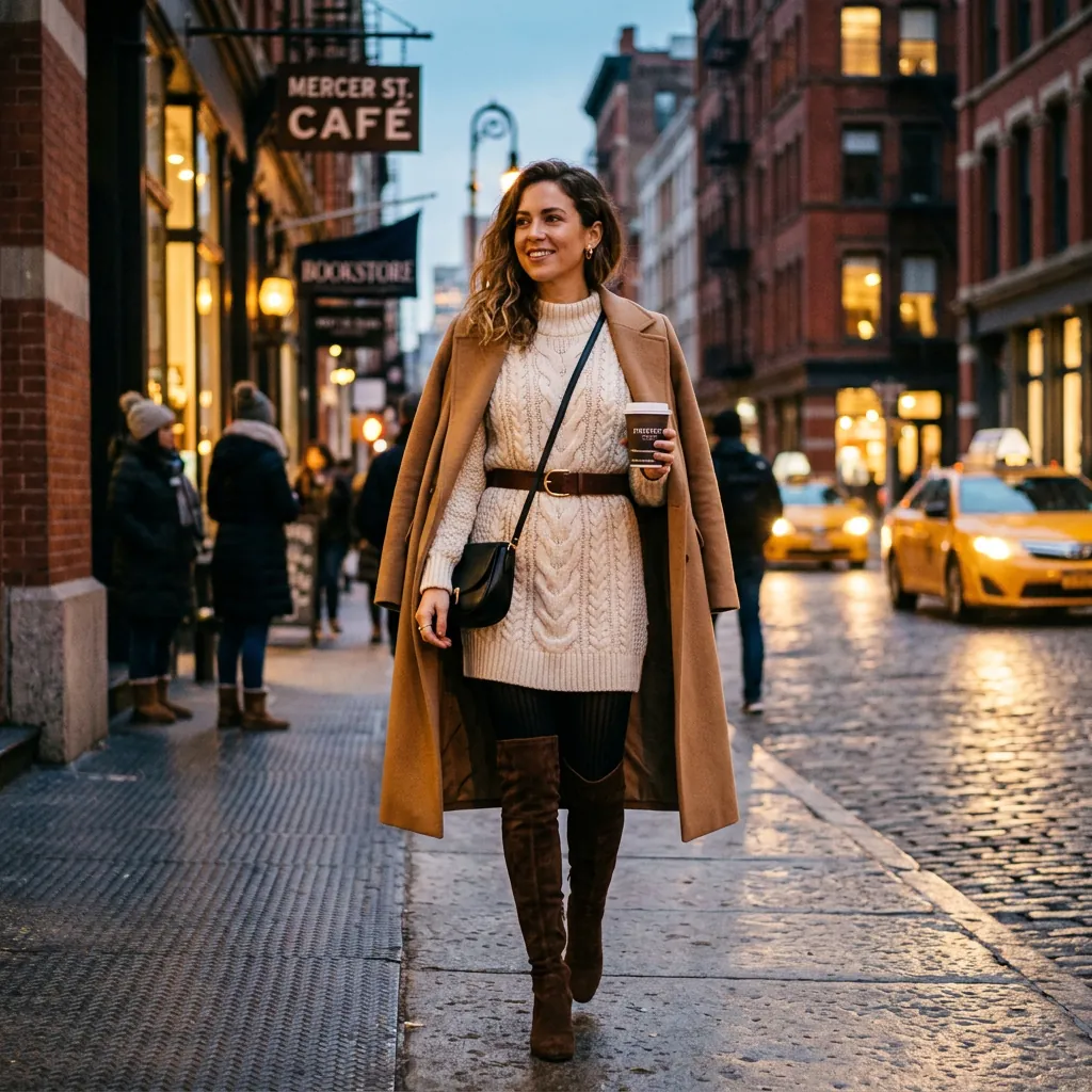 30 NYC Winter Outfits Ideas: Trendy Looks for the Cold Season 20 Cozy Knit Sweater Dress Outfit