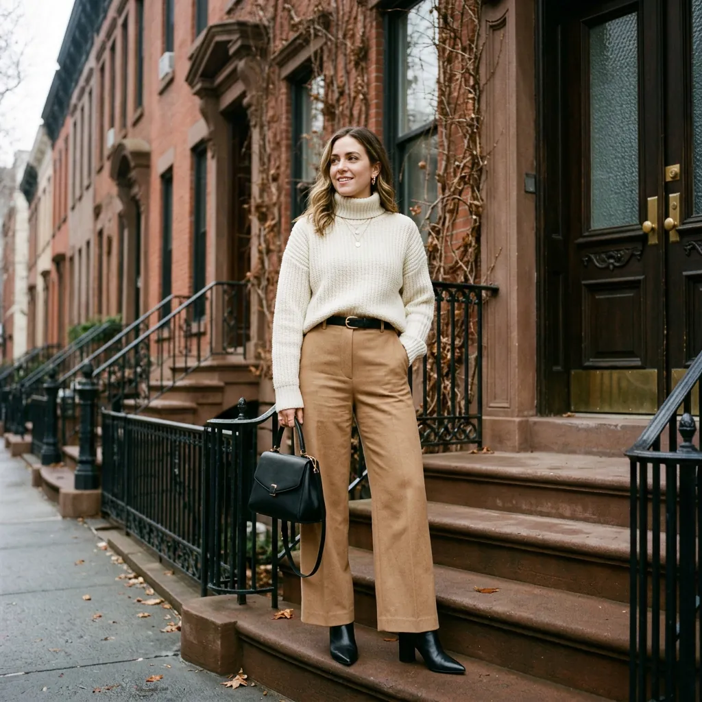 30 NYC Winter Outfits Ideas: Trendy Looks for the Cold Season 7 Cozy Turtleneck and Trousers Look
