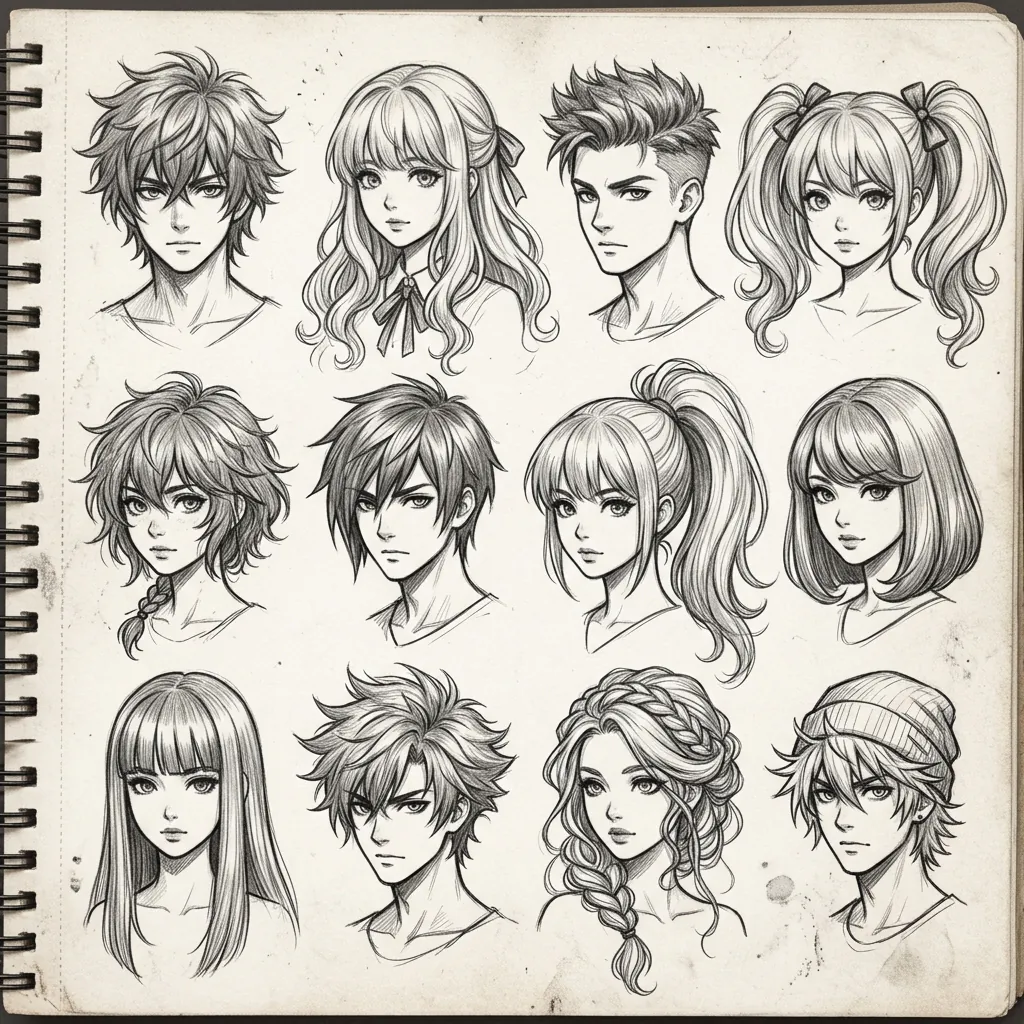 Hairstyles Drawing Ideas: 30 Creative Styles to Inspire Your Next Sketch 3 Anime Hairstyles Drawing Ideas
