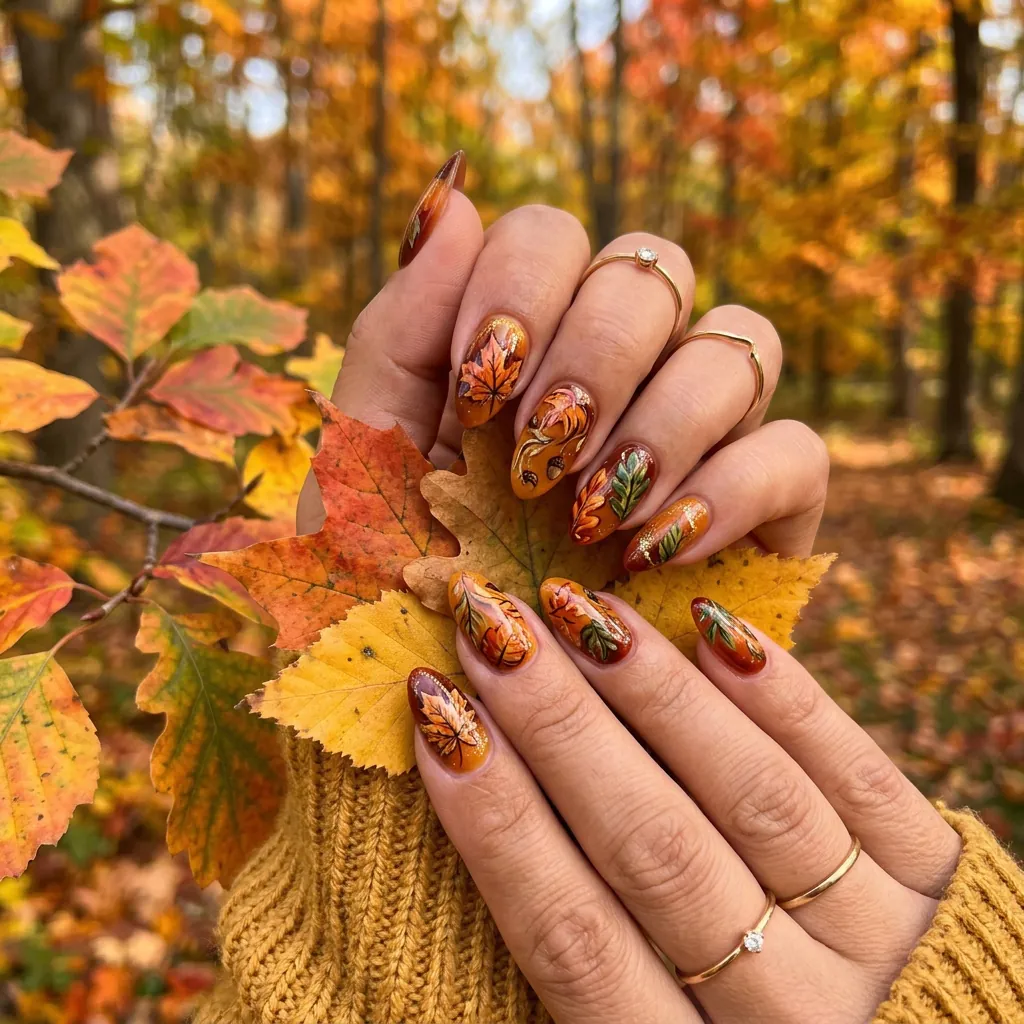 Autumn Leaves Nails Inspired Seasonal Look