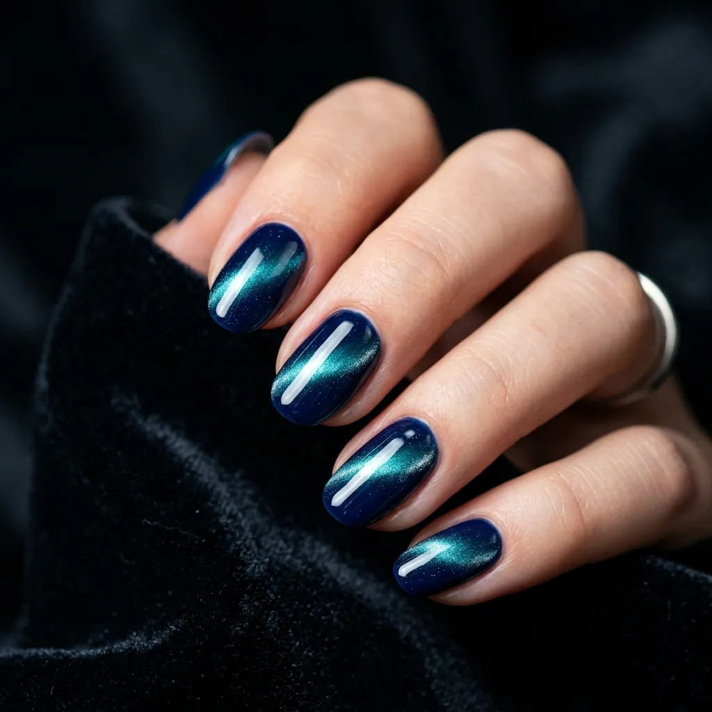 30 Nails Cat Eye Ideas:Stunning Looks To Try. 8 Blue nails cat eye