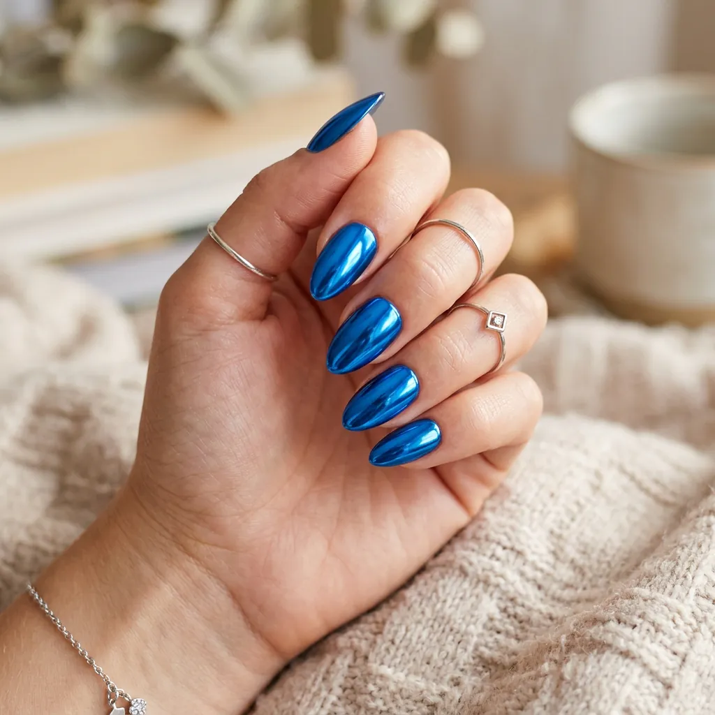 Blue Chrome Nails