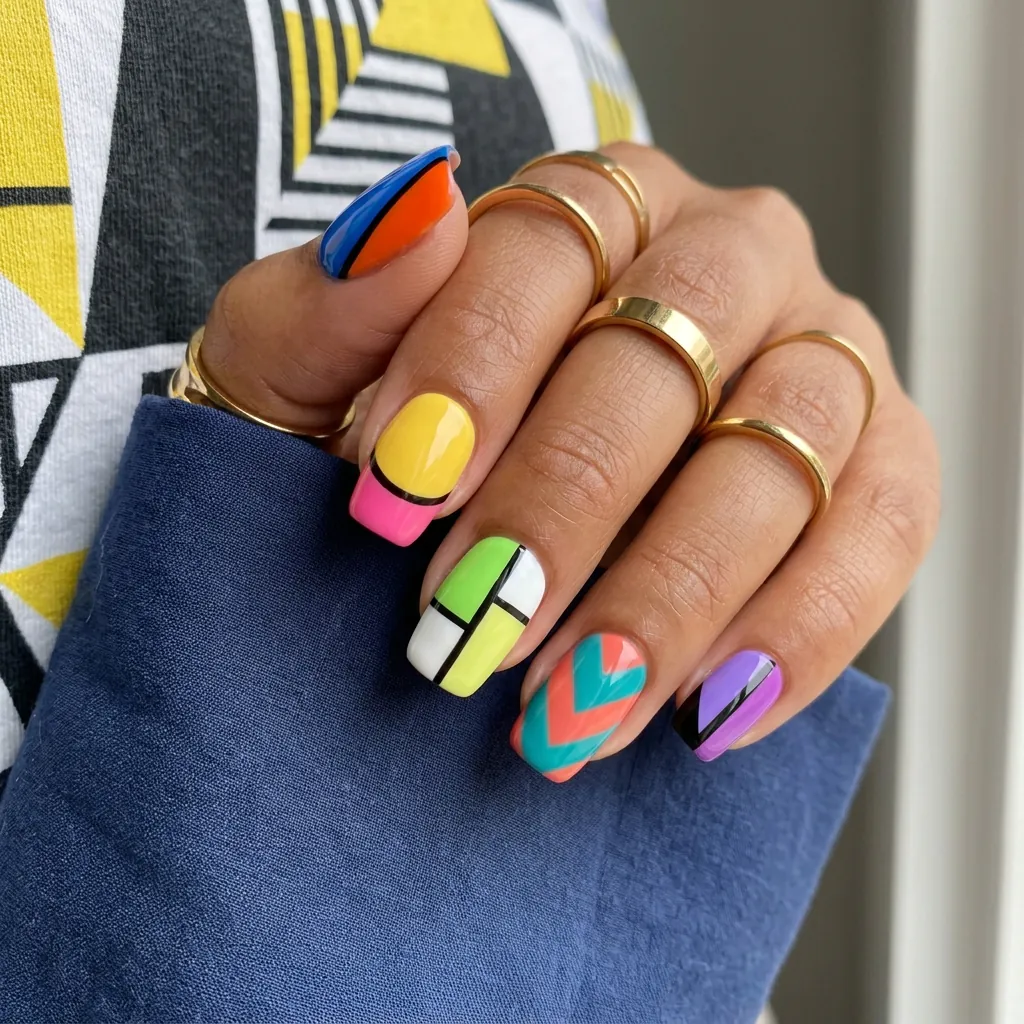 Bold Color Block Nails Inspired Statement