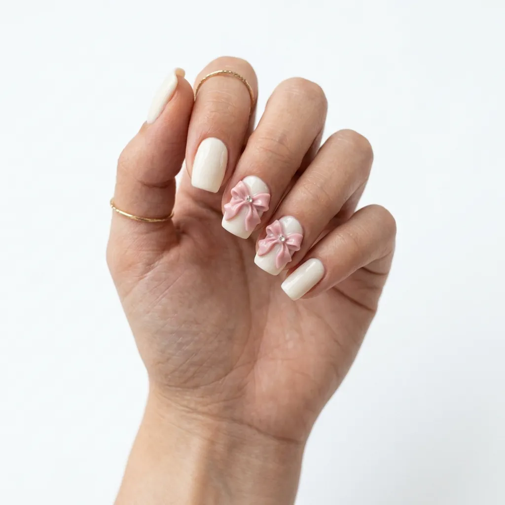 Bow Accent Nails 3D Ideas
