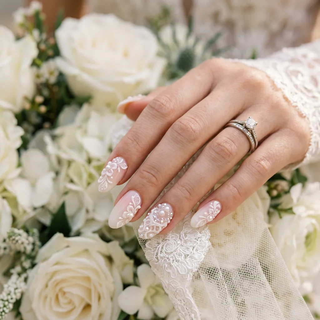 Bridal 3D Nail Ideas