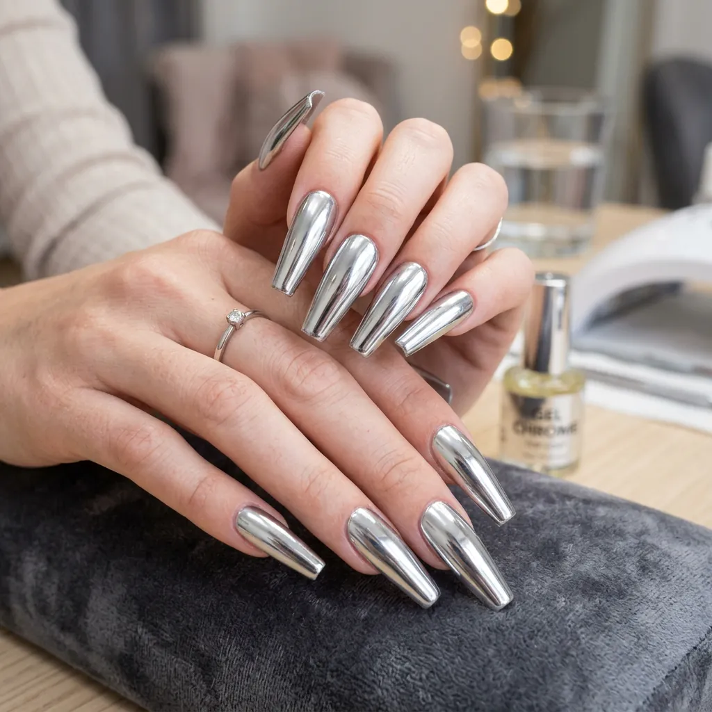 Chrome Coffin Nails