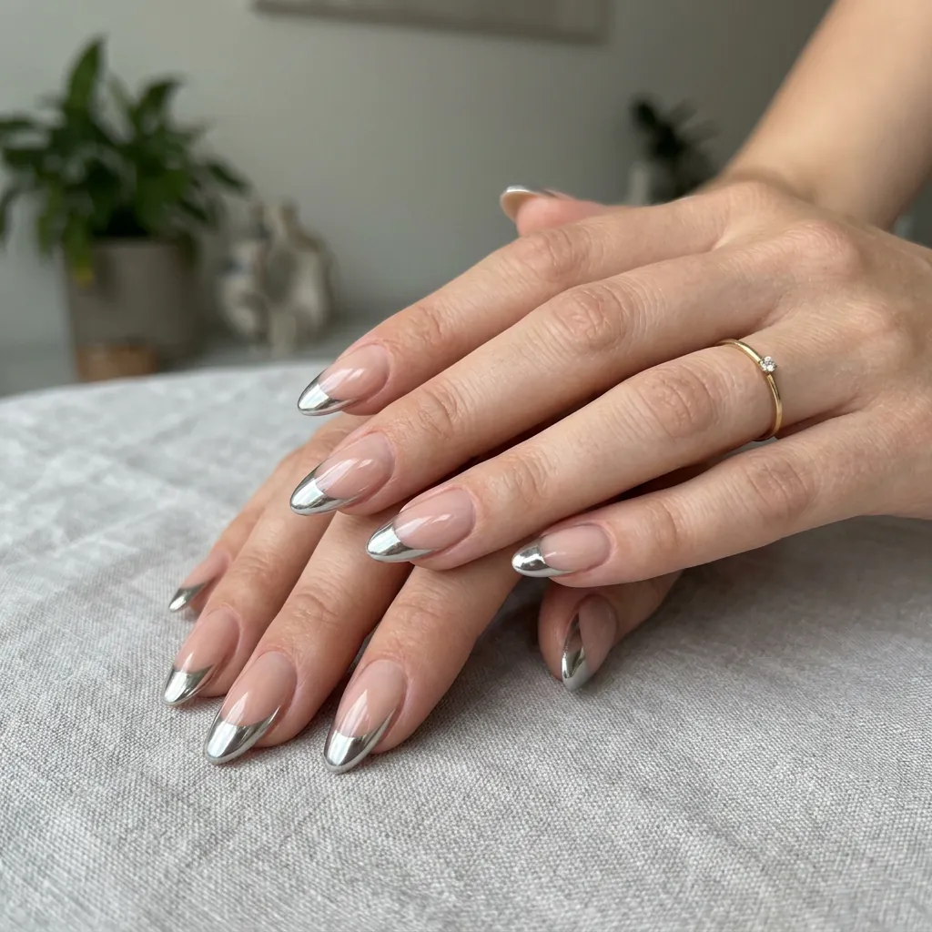 Chrome French Tip Nails