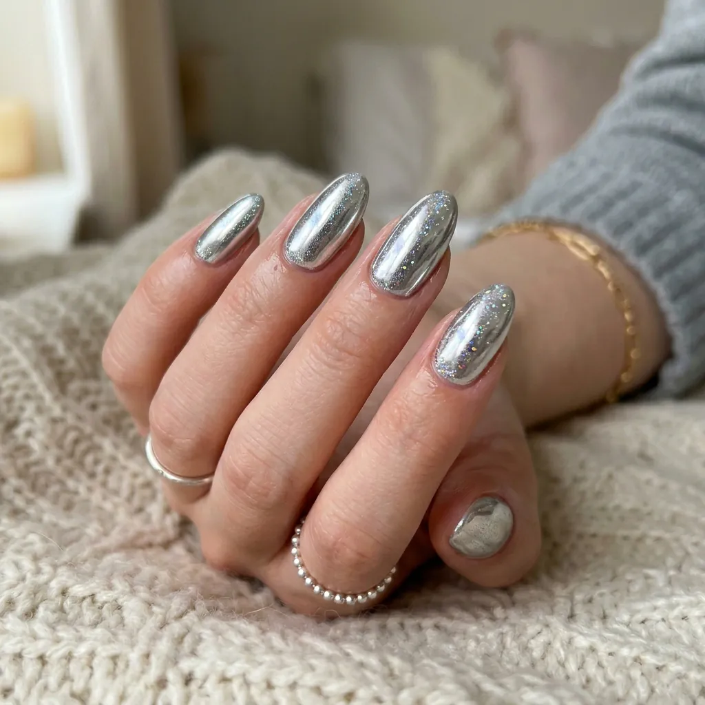 Chrome Glitter Nails