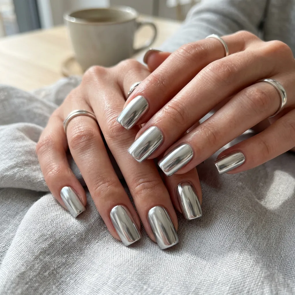 Chrome Square Nails