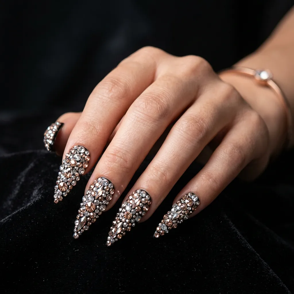 Crystal Embellishment Nails 3D Ideas