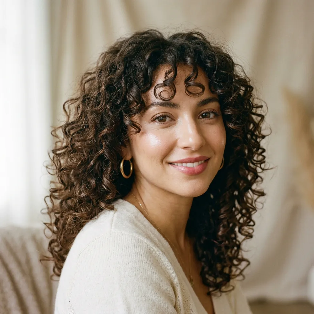 Curly Hair with Face Framing Layers Ideas