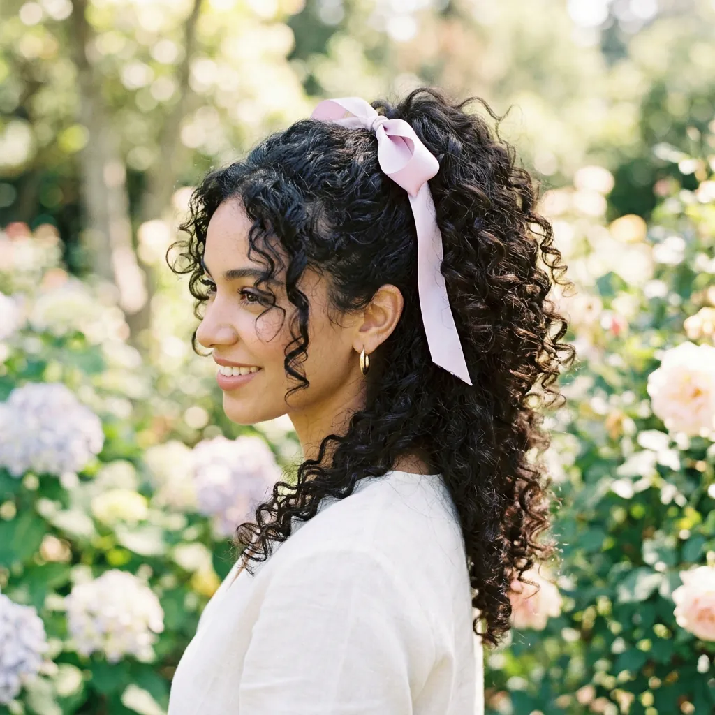 Hairstyles for curly hair with Ribbon Ideas