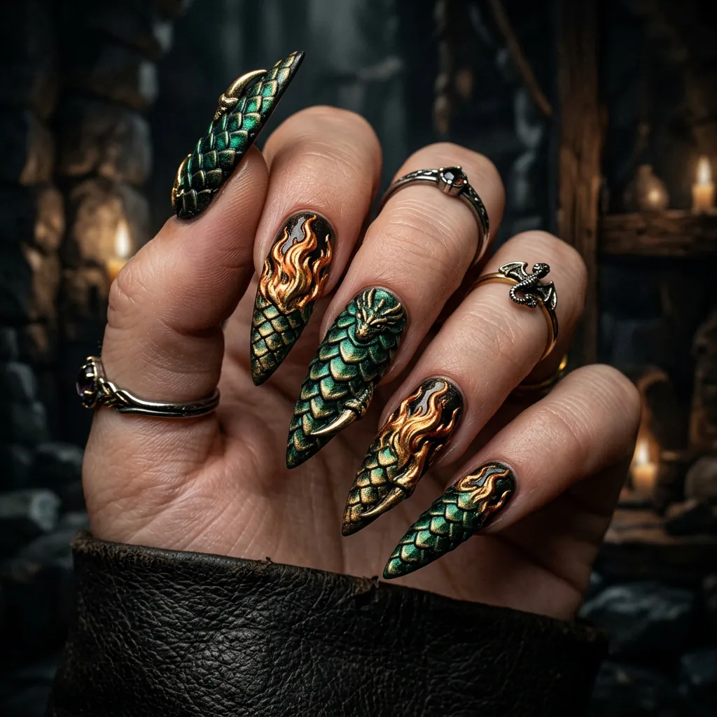 Dragon and Fantasy Nail Ideas