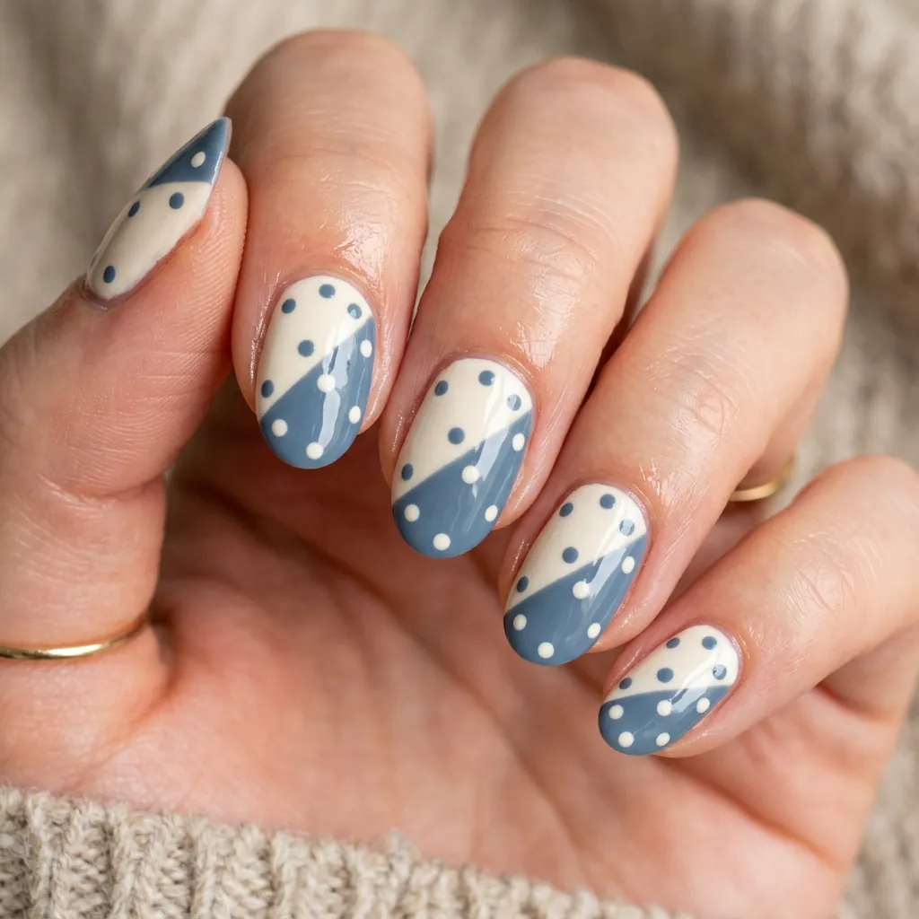 Dual Tone Diagonal Dot Nails