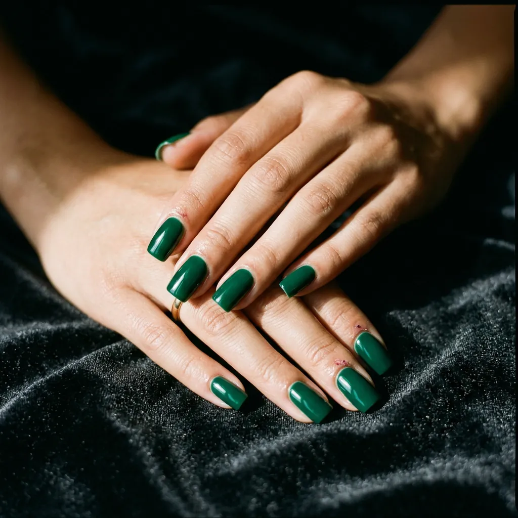 Nails Green Ideas: 30 Creative Looks to Inspire Your Next Manicure 12 Nails Green Dark Forest and Emerald Ideas