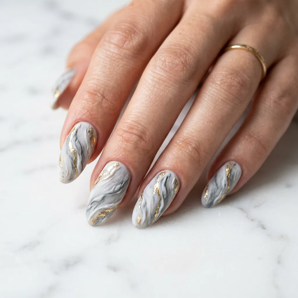 Marble Texture 3D Nail Ideas