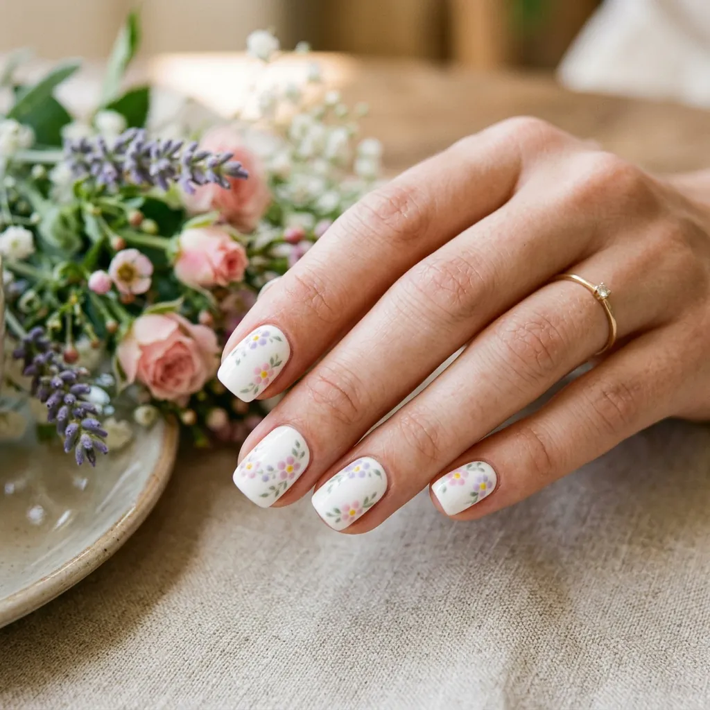 Floral Dot Combo Nail Art