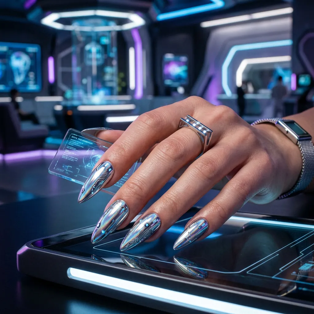 Futuristic Chrome Nails Inspired Finish